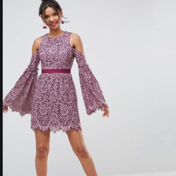 ASOS Dresses & Skirts - ASOS Lace Dress Cold Shoulder with Sleeves